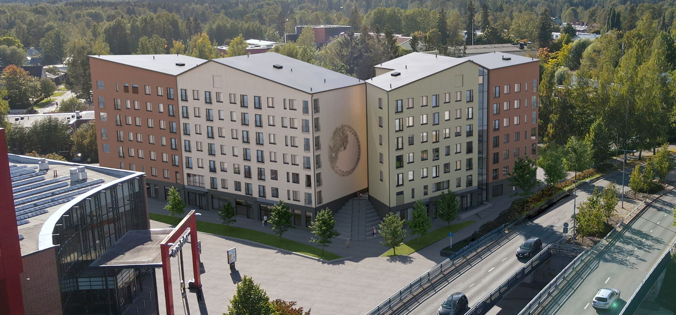 Kuva Keravan Veteraanipuistosta. Toukolan seinässä on näyttävä reliefi.
